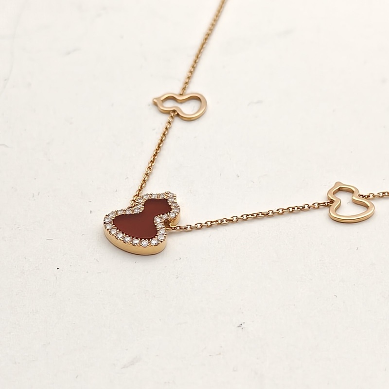 Qeelin 18K玫瑰金鑽石Wulu系列鑲鑽三葫蘆手鏈-1