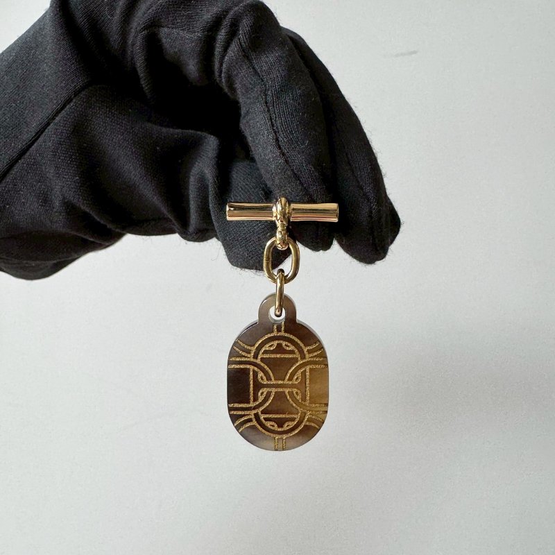 Hermès Chaine d'Ancre 豬鼻子 龜背 水牛角 金扣 耳環-3