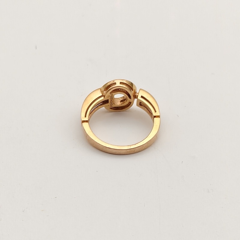 BVLGARI 銅錢鑲鑽戒指18K玫瑰金/鑽石50-3