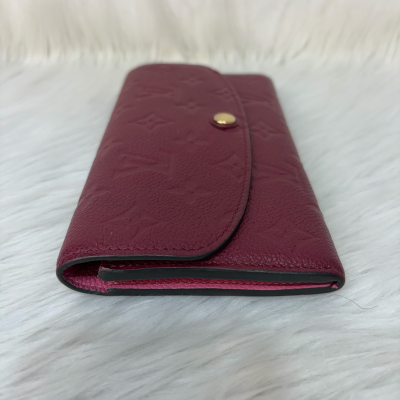 LV M62015 EMILIE 經典花紋全皮革壓紋扣式長夾.葡萄紫 停產-1