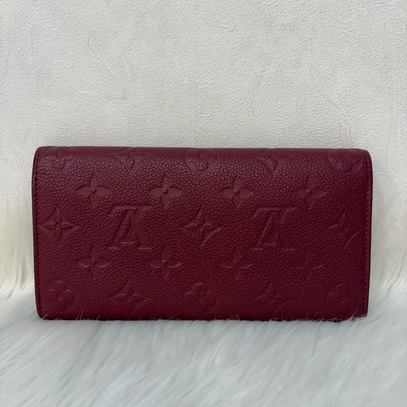 LV M62015 EMILIE 經典花紋全皮革壓紋扣式長夾.葡萄紫 停產-2