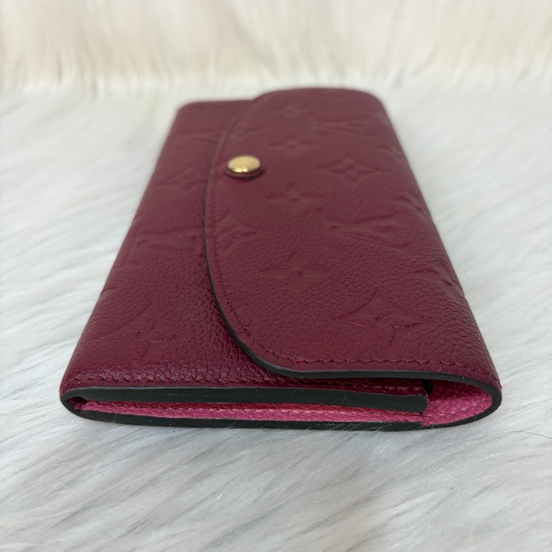 LV M62015 EMILIE 經典花紋全皮革壓紋扣式長夾.葡萄紫 停產-3