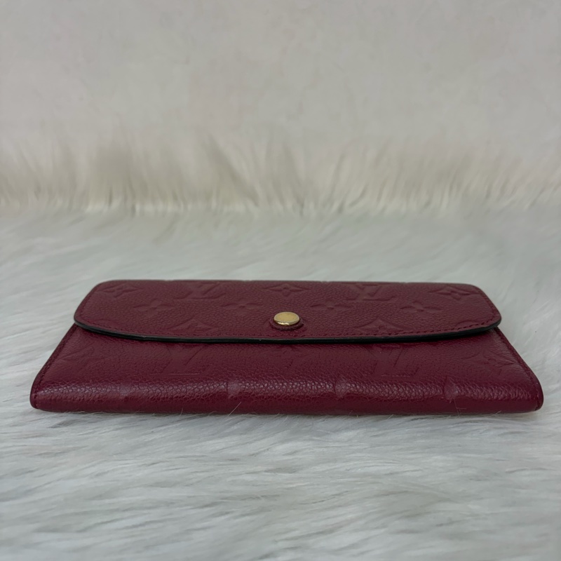 LV M62015 EMILIE 經典花紋全皮革壓紋扣式長夾.葡萄紫 停產-4