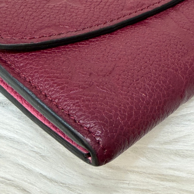 LV M62015 EMILIE 經典花紋全皮革壓紋扣式長夾.葡萄紫 停產-7