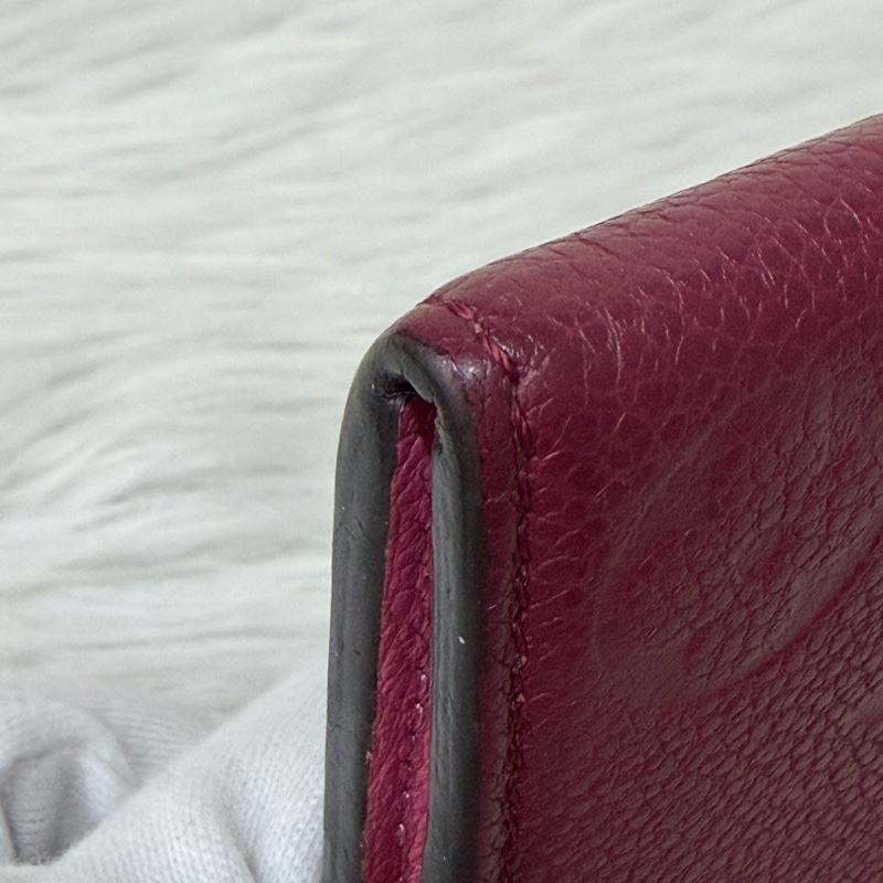 LV M62015 EMILIE 經典花紋全皮革壓紋扣式長夾.葡萄紫 停產-9