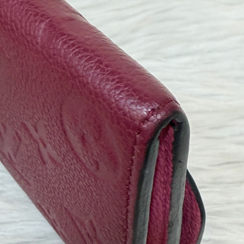 LV M62015 EMILIE 經典花紋全皮革壓紋扣式長夾.葡萄紫 停產-13