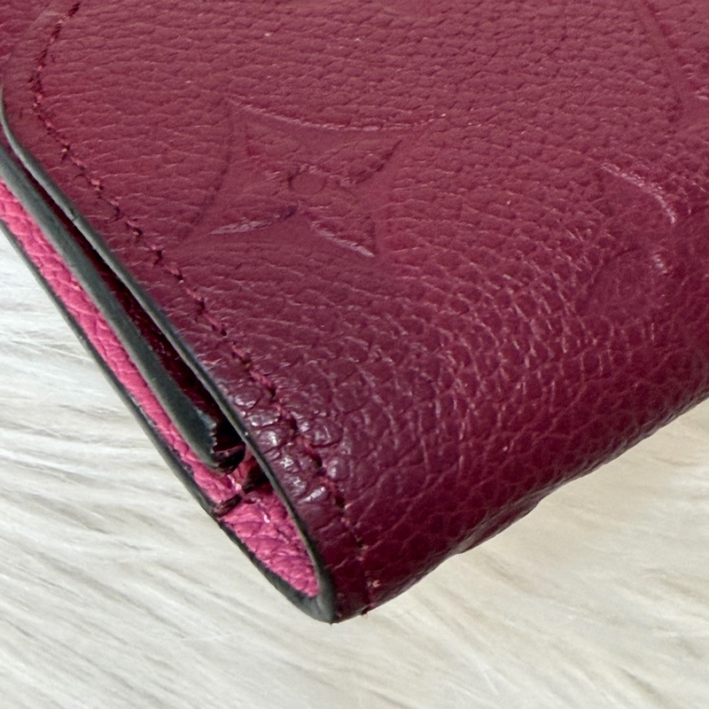 LV M62015 EMILIE 經典花紋全皮革壓紋扣式長夾.葡萄紫 停產-14