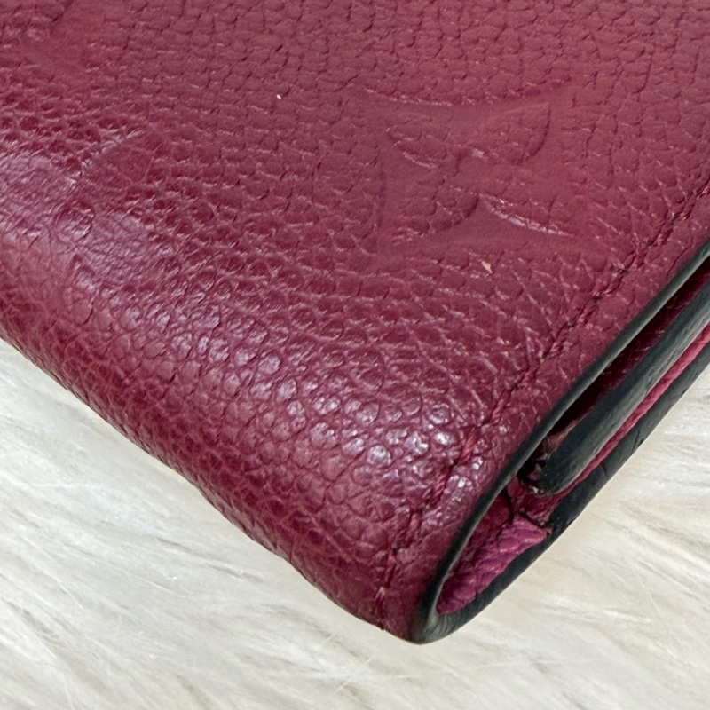 LV M62015 EMILIE 經典花紋全皮革壓紋扣式長夾.葡萄紫 停產-15