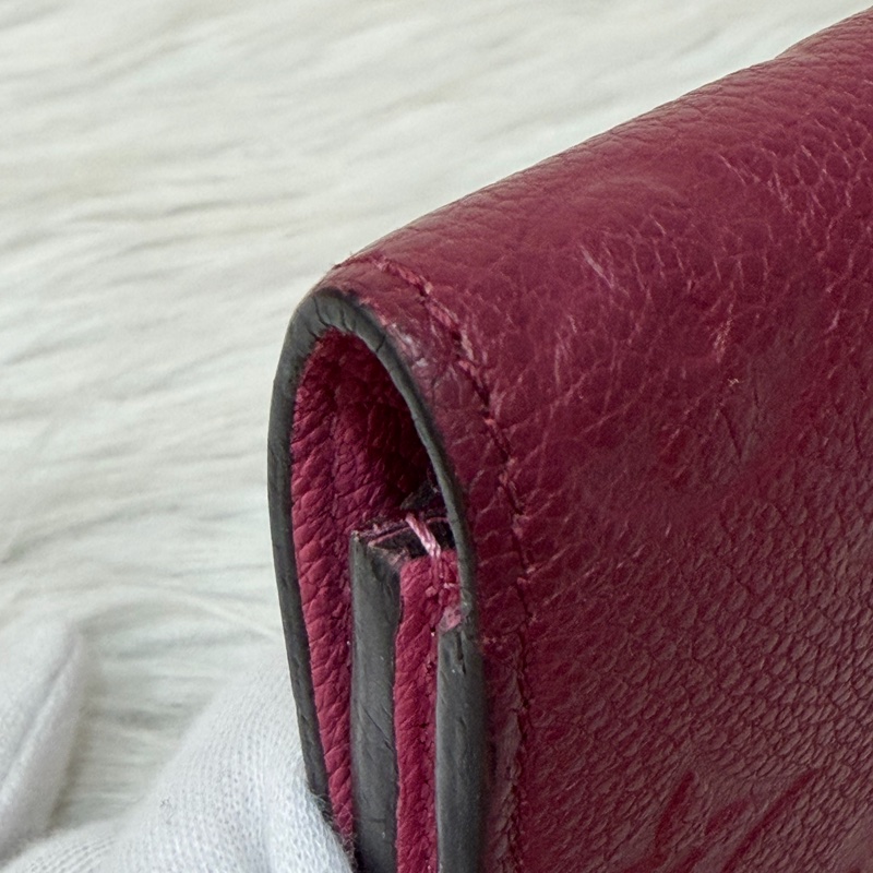 LV M62015 EMILIE 經典花紋全皮革壓紋扣式長夾.葡萄紫 停產-16