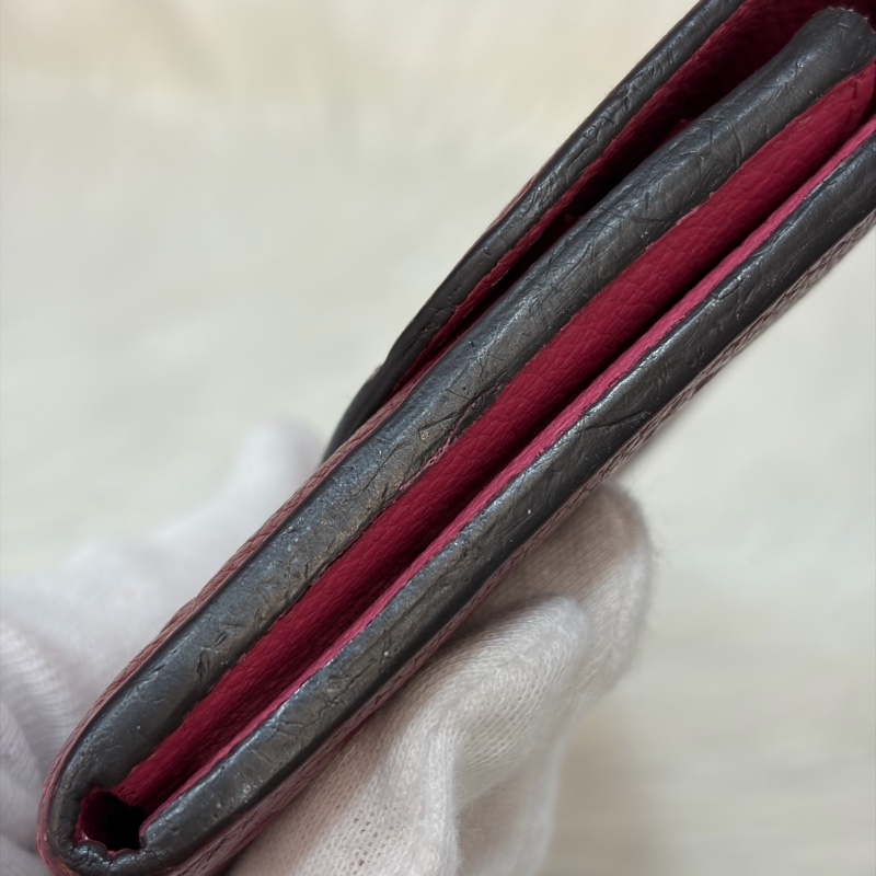 LV M62015 EMILIE 經典花紋全皮革壓紋扣式長夾.葡萄紫 停產-18