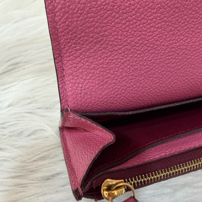 LV M62015 EMILIE 經典花紋全皮革壓紋扣式長夾.葡萄紫 停產-29