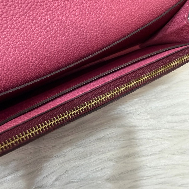 LV M62015 EMILIE 經典花紋全皮革壓紋扣式長夾.葡萄紫 停產-35