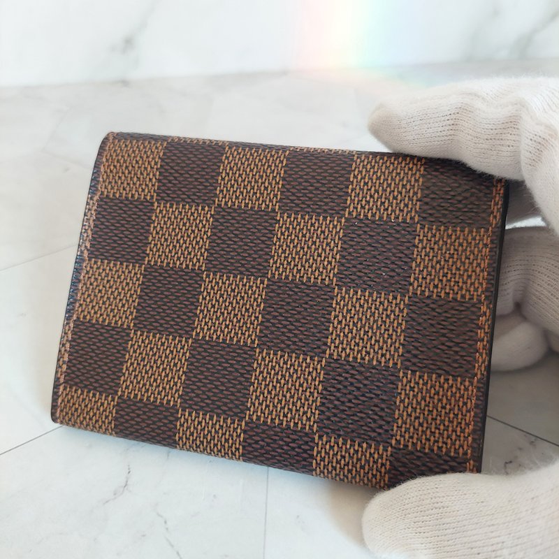 LV🎀現品實拍🎀 N62920咖棋盤格名片／信用卡夾包~二手品-21
