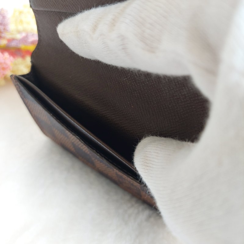 LV🎀現品實拍🎀 N62920咖棋盤格名片／信用卡夾包~二手品-35