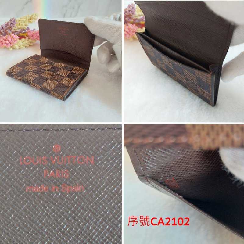LV🎀現品實拍🎀 N62920咖棋盤格名片／信用卡夾包~二手品-45