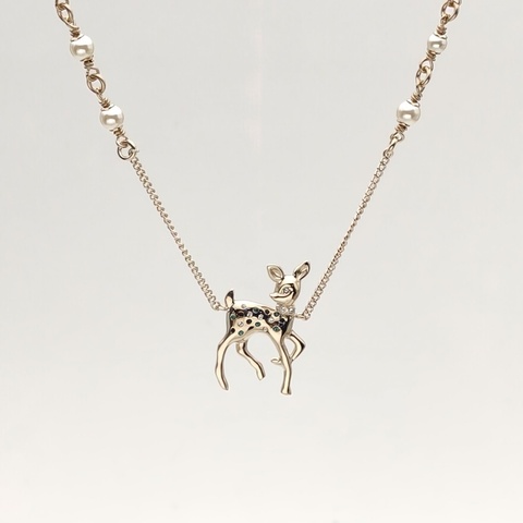 CHANEL 合金26C小鹿珍珠長款項鏈毛衣鏈