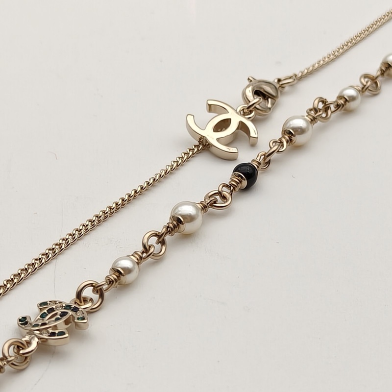 CHANEL 合金26C小鹿珍珠長款項鏈毛衣鏈-4