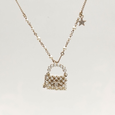 CHANEL 合金23A珍珠包包吊墜項鏈