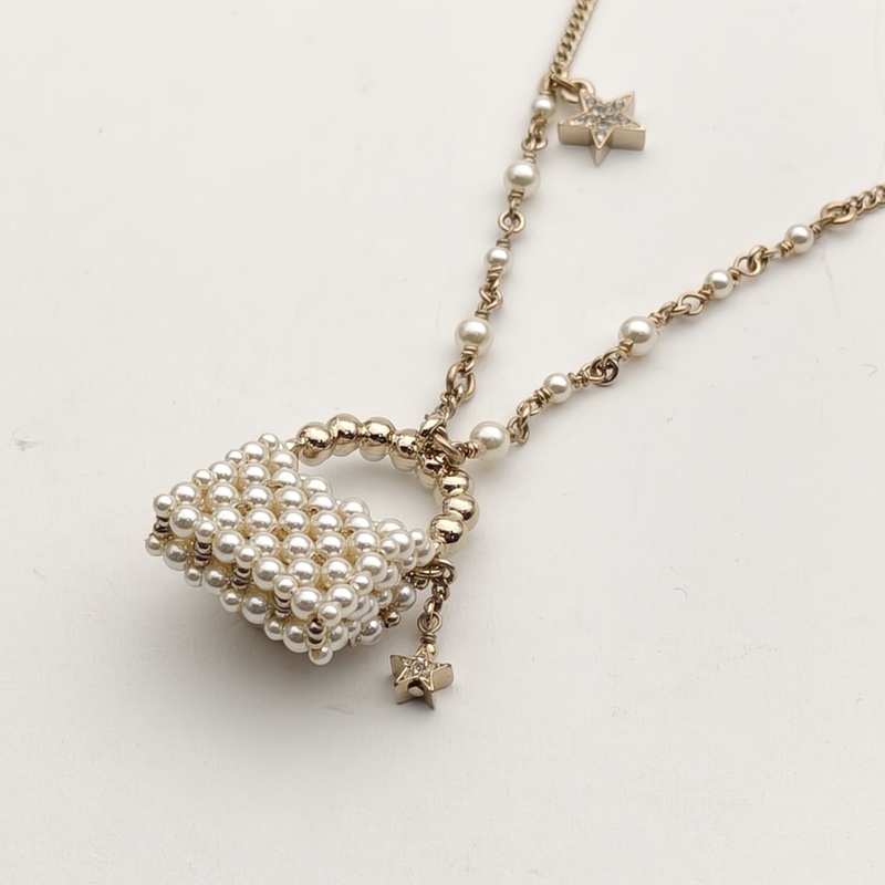 CHANEL 合金23A珍珠包包吊墜項鏈-2