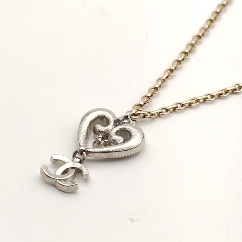 CHANEL 合金23K雙C愛心鏤空項鏈-2