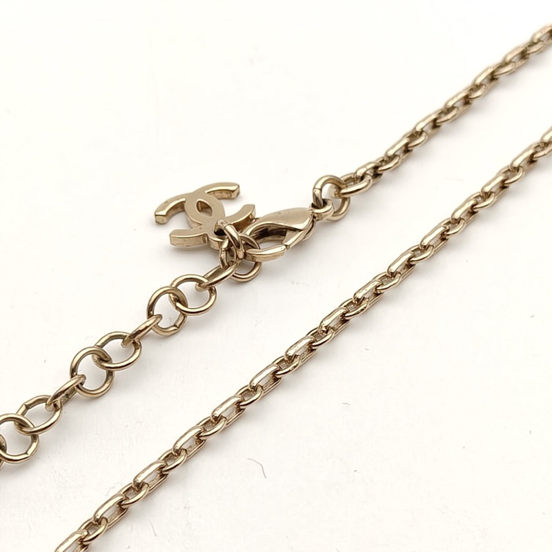 CHANEL 合金23K雙C愛心鏤空項鏈-4