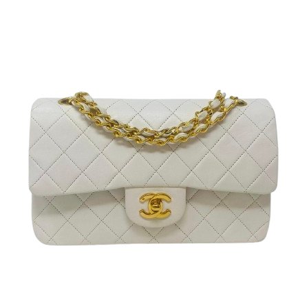 香奈兒 Chanel 白色 White 雙蓋頭 Double Flap 雙層翻蓋 菱格紋 鏈條包 口蓋包 肩背包 斜挎包 中古-1