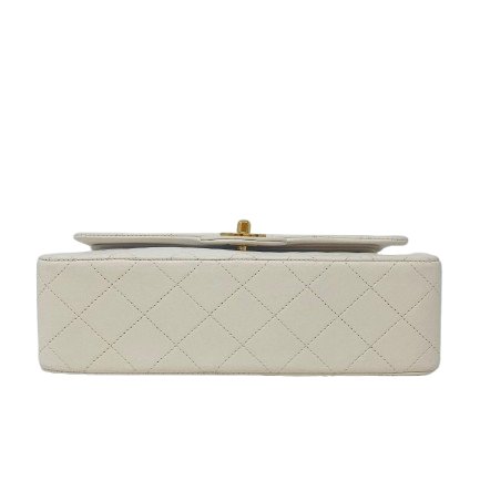 香奈兒 Chanel 白色 White 雙蓋頭 Double Flap 雙層翻蓋 菱格紋 鏈條包 口蓋包 肩背包 斜挎包 中古-3