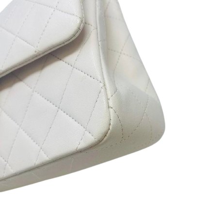 香奈兒 Chanel 白色 White 雙蓋頭 Double Flap 雙層翻蓋 菱格紋 鏈條包 口蓋包 肩背包 斜挎包 中古-8