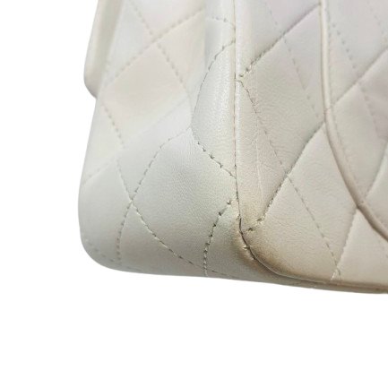 香奈兒 Chanel 白色 White 雙蓋頭 Double Flap 雙層翻蓋 菱格紋 鏈條包 口蓋包 肩背包 斜挎包 中古-10