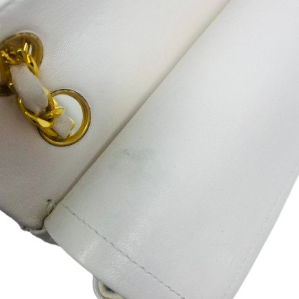 香奈兒 Chanel 白色 White 雙蓋頭 Double Flap 雙層翻蓋 菱格紋 鏈條包 口蓋包 肩背包 斜挎包 中古-12