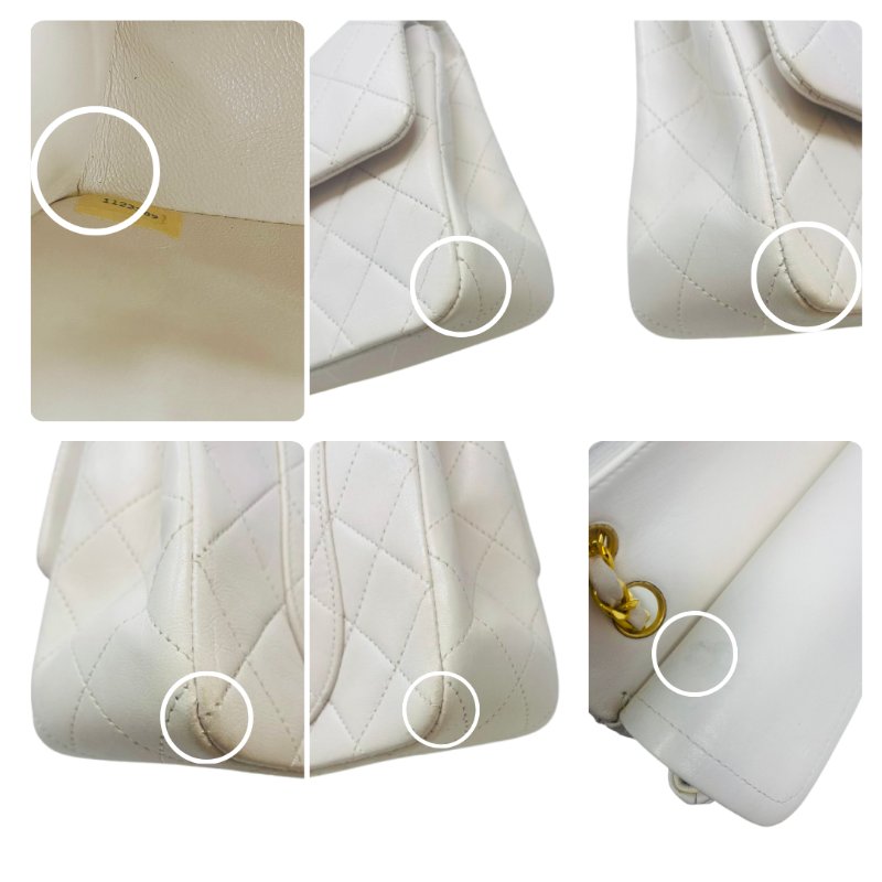 香奈兒 Chanel 白色 White 雙蓋頭 Double Flap 雙層翻蓋 菱格紋 鏈條包 口蓋包 肩背包 斜挎包 中古-15