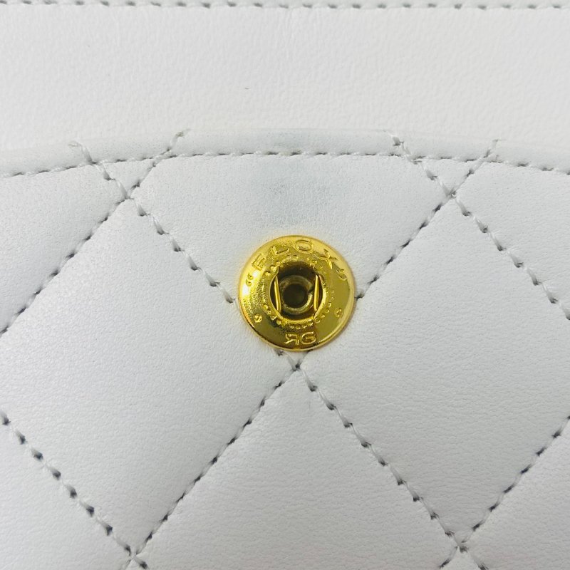 香奈兒 Chanel 白色 White 雙蓋頭 Double Flap 雙層翻蓋 菱格紋 鏈條包 口蓋包 肩背包 斜挎包 中古-14