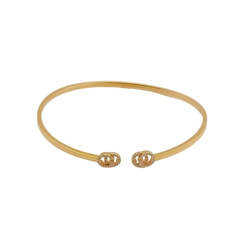 GUCCI 18K黃金鑽石GGrunning開口手鐲