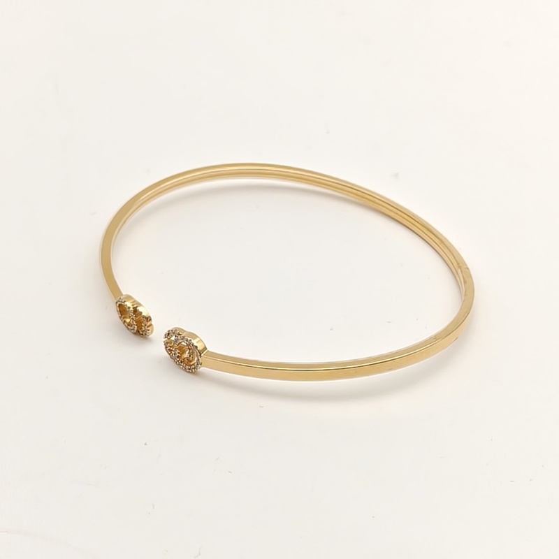 GUCCI 18K黃金鑽石GGrunning開口手鐲-2