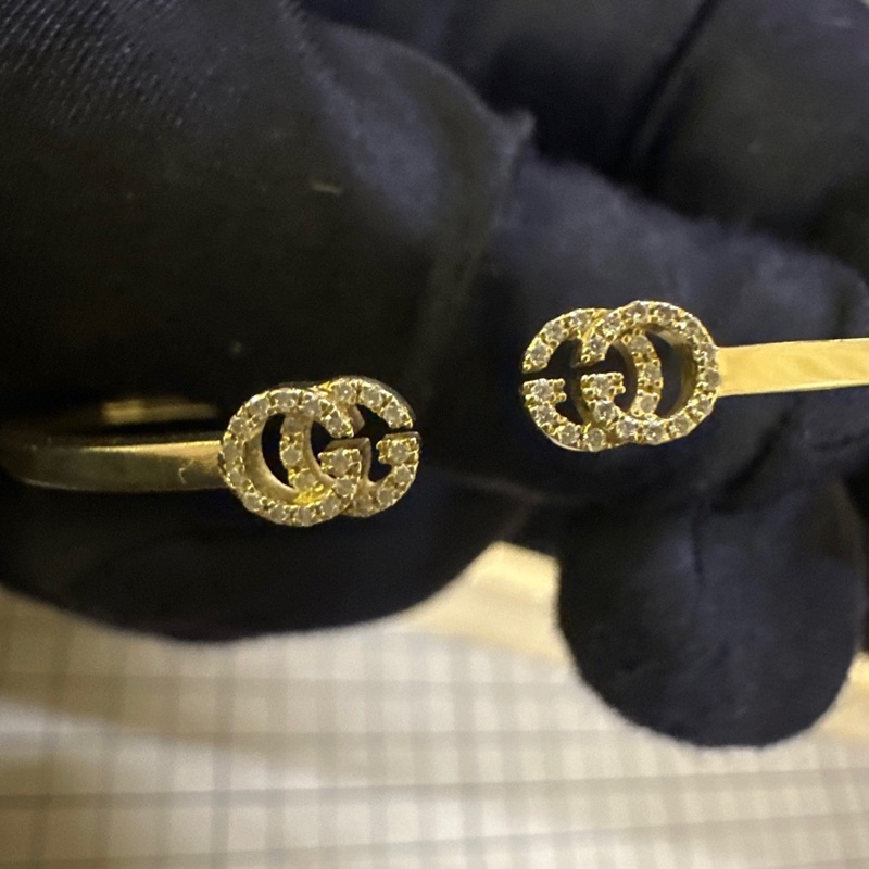 GUCCI 18K黃金鑽石GGrunning開口手鐲-4