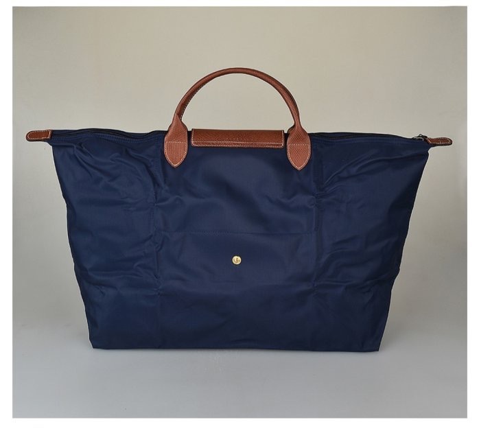 Longchamp 尼龍短提把拉鍊摺疊手提包(大/海軍藍)-2