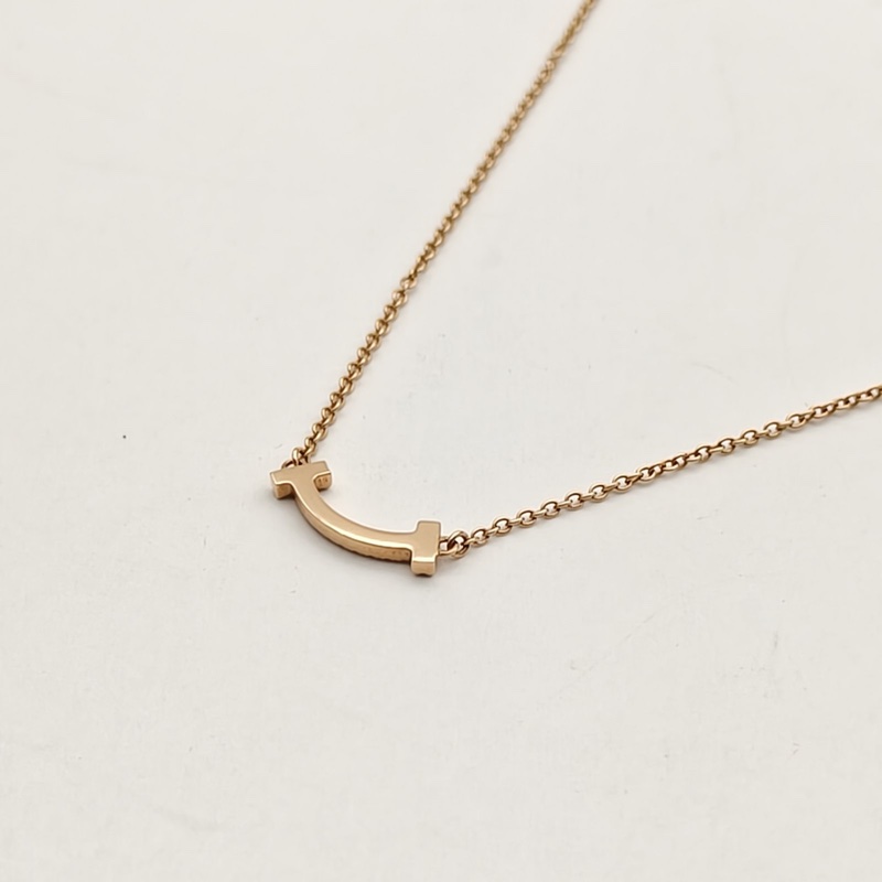 TIFFANY&CO TiffanyT微笑項鏈mini滿鑽18K玫瑰金/鑽石-2
