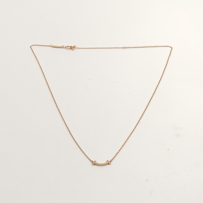 TIFFANY&CO TiffanyT微笑項鏈mini滿鑽18K玫瑰金/鑽石-4