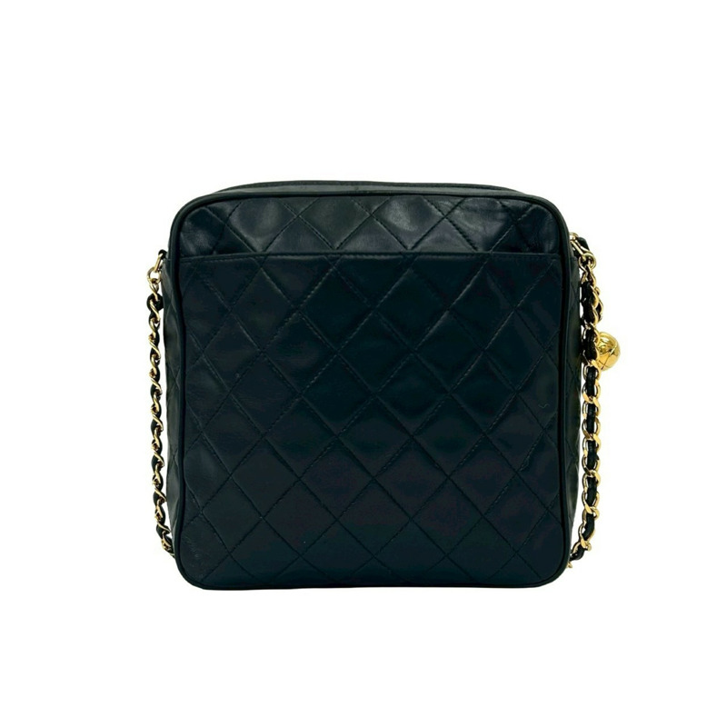 CHANEL Matelassé Coco Mark 小羊皮鏈單肩包,黑色,18387-2