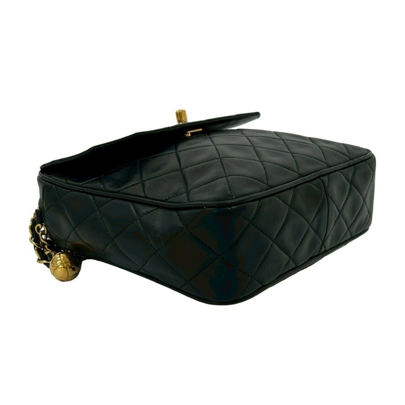 CHANEL Matelassé Coco Mark 小羊皮鏈單肩包,黑色,18387-6