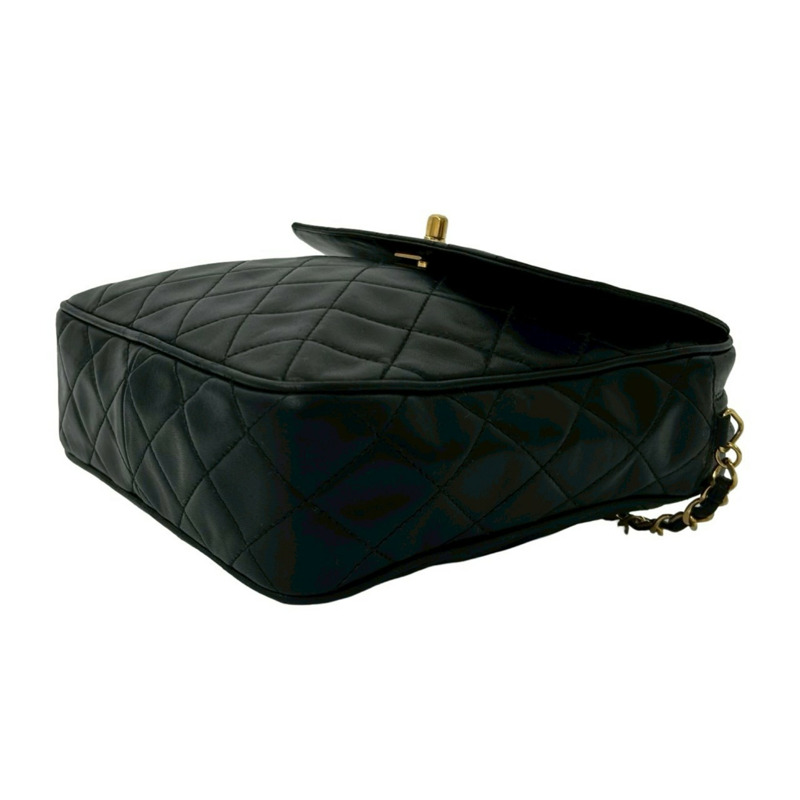 CHANEL Matelassé Coco Mark 小羊皮鏈單肩包,黑色,18387-7