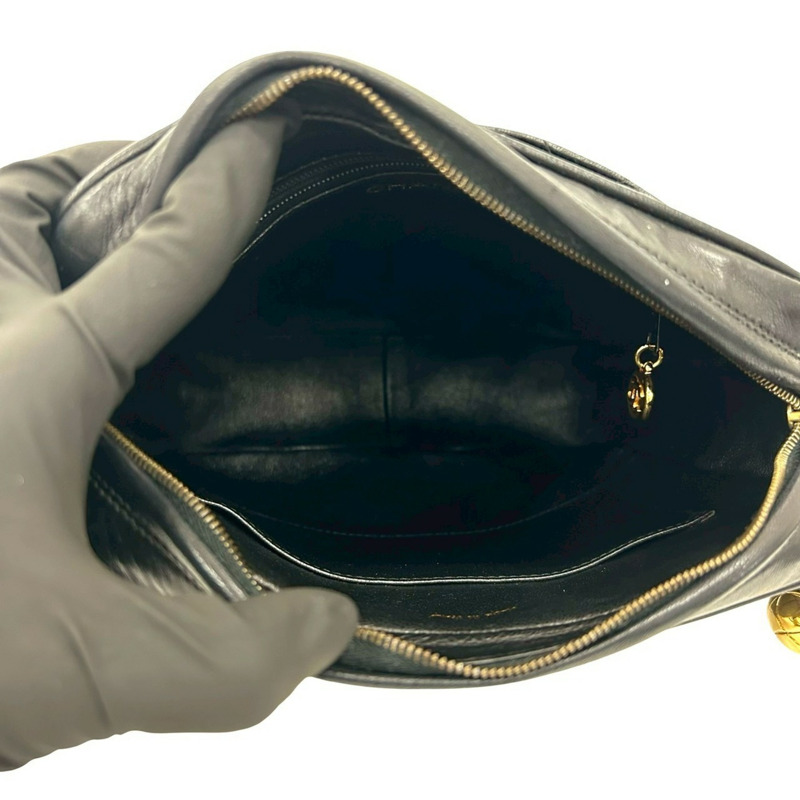 CHANEL Matelassé Coco Mark 小羊皮鏈單肩包,黑色,18387-8