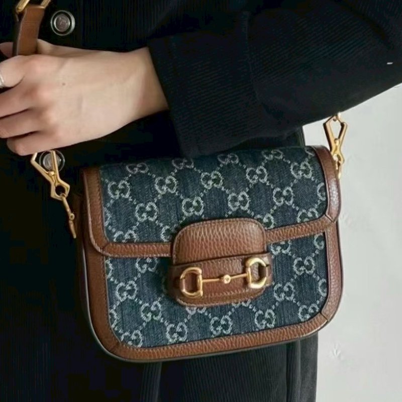 GUCCI丹寧牛仔布 Horsebit 1955 迷你側背包658574-0