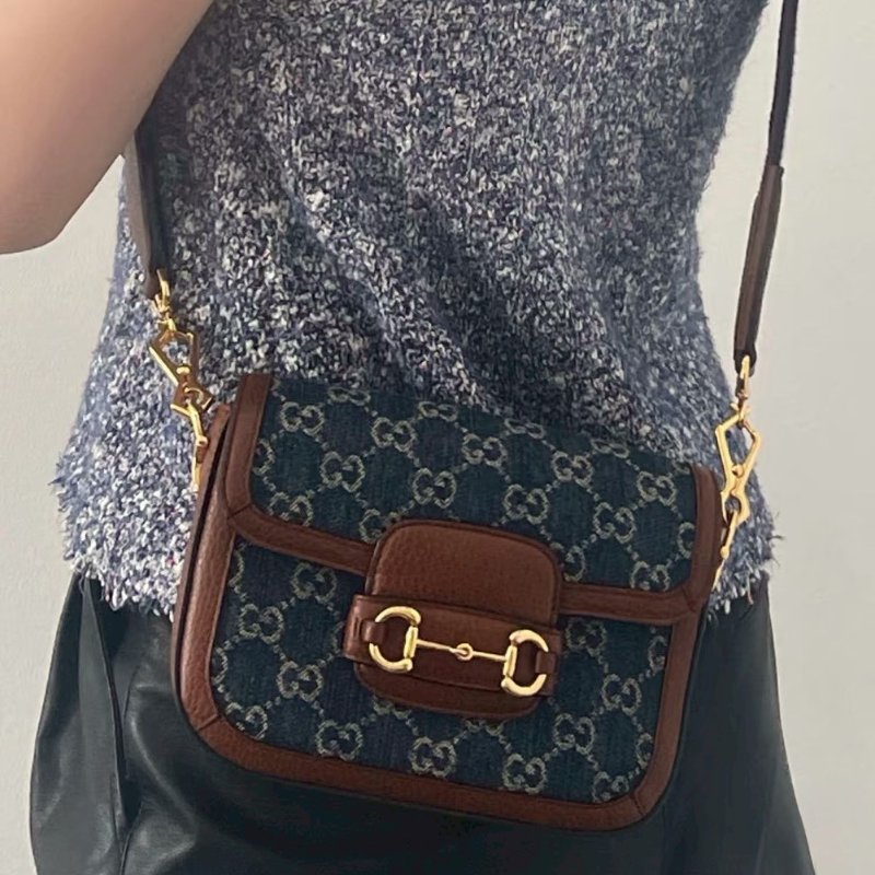 GUCCI丹寧牛仔布 Horsebit 1955 迷你側背包658574-1