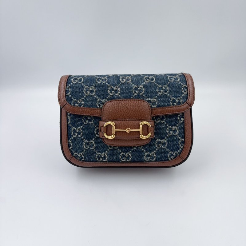 GUCCI丹寧牛仔布 Horsebit 1955 迷你側背包658574-2