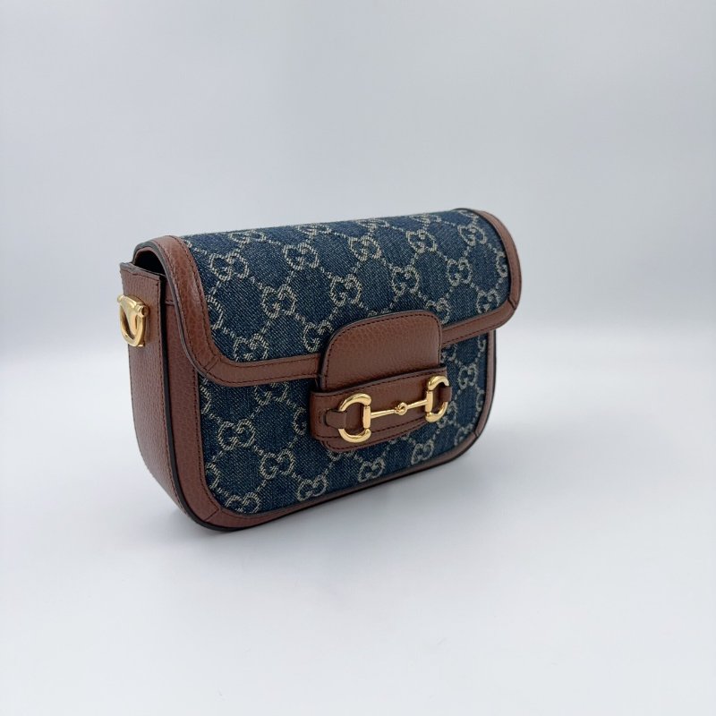 GUCCI丹寧牛仔布 Horsebit 1955 迷你側背包658574-3