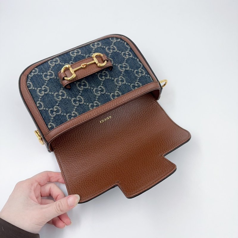 GUCCI丹寧牛仔布 Horsebit 1955 迷你側背包658574-4