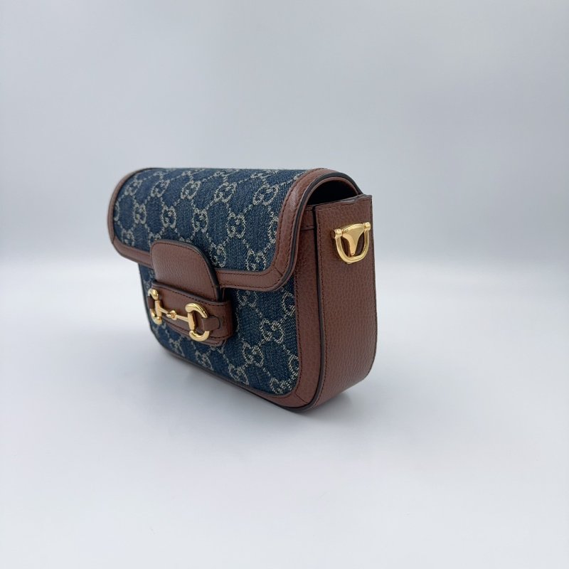 GUCCI丹寧牛仔布 Horsebit 1955 迷你側背包658574-5