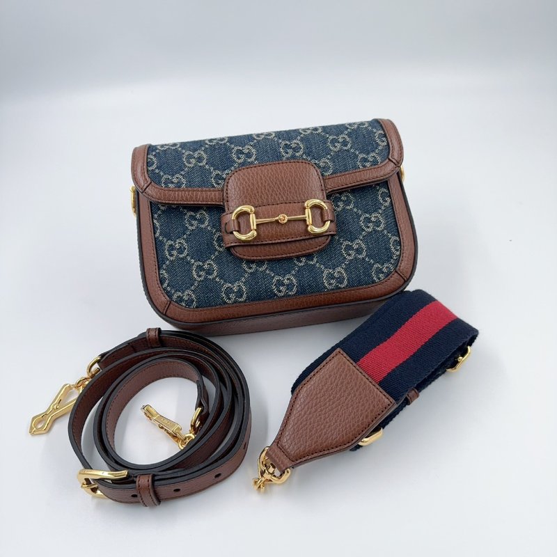 GUCCI丹寧牛仔布 Horsebit 1955 迷你側背包658574-9
