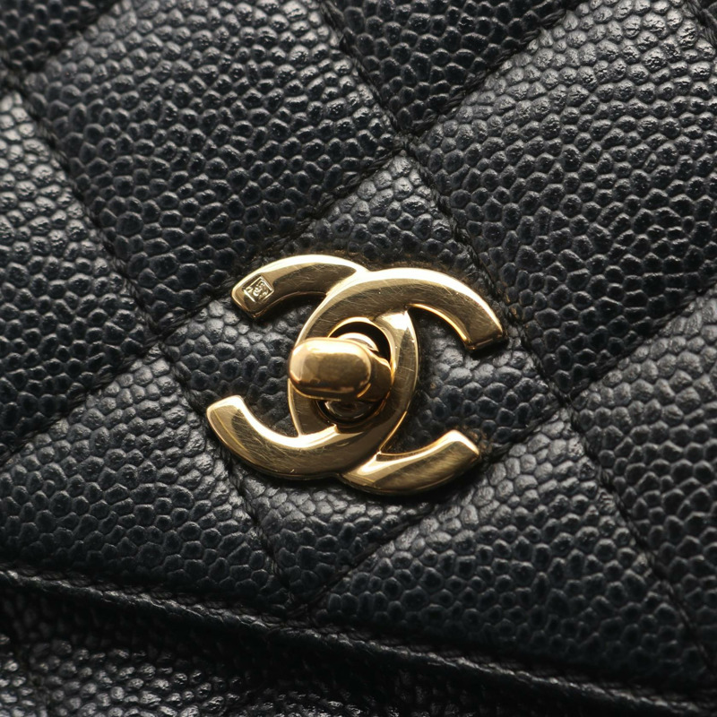 香奈兒 (CHANEL) Matelasse 手提包 A12397,黑色小牛皮,二手,女士,金色五金配件,CC-8